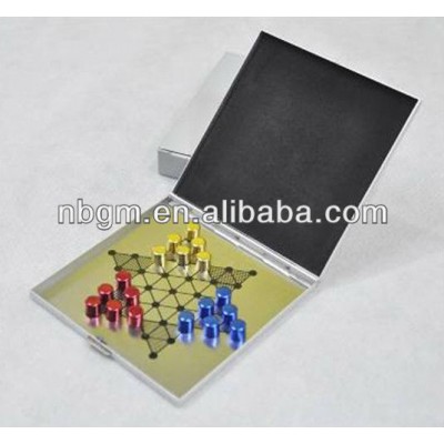 Mini Magnetic Chinese Checker In Square Aluminum Case