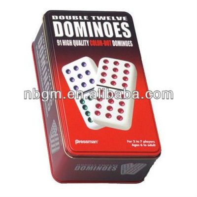 Double Nine Dominoes Set Within Tin Case