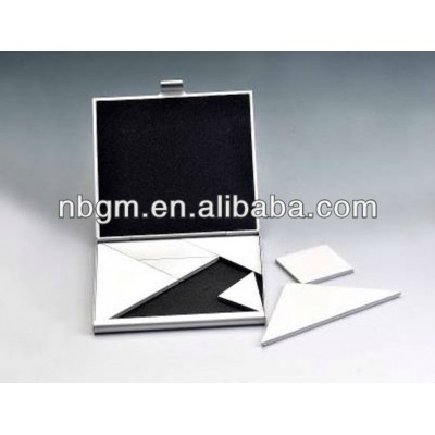 Aluminum Tangram Puzzle Travel Game Set With Silver Metal Box