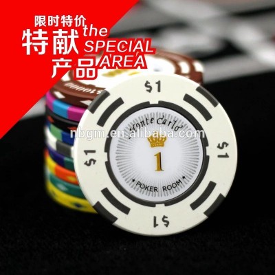 New feeling 14g Two-Tone Sticker Monte Carlo Poker Chips