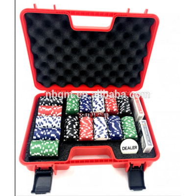 300 PCS 11.5g Dice Poker  Chips set  with Waterproof shockproof protective plastic case with foam